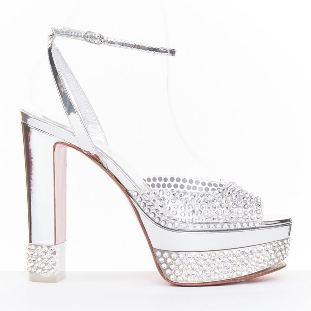 CHRISTIAN LOUBOUTIN Bridal Cassandrissima Alta 130 crystal silver platform EU36